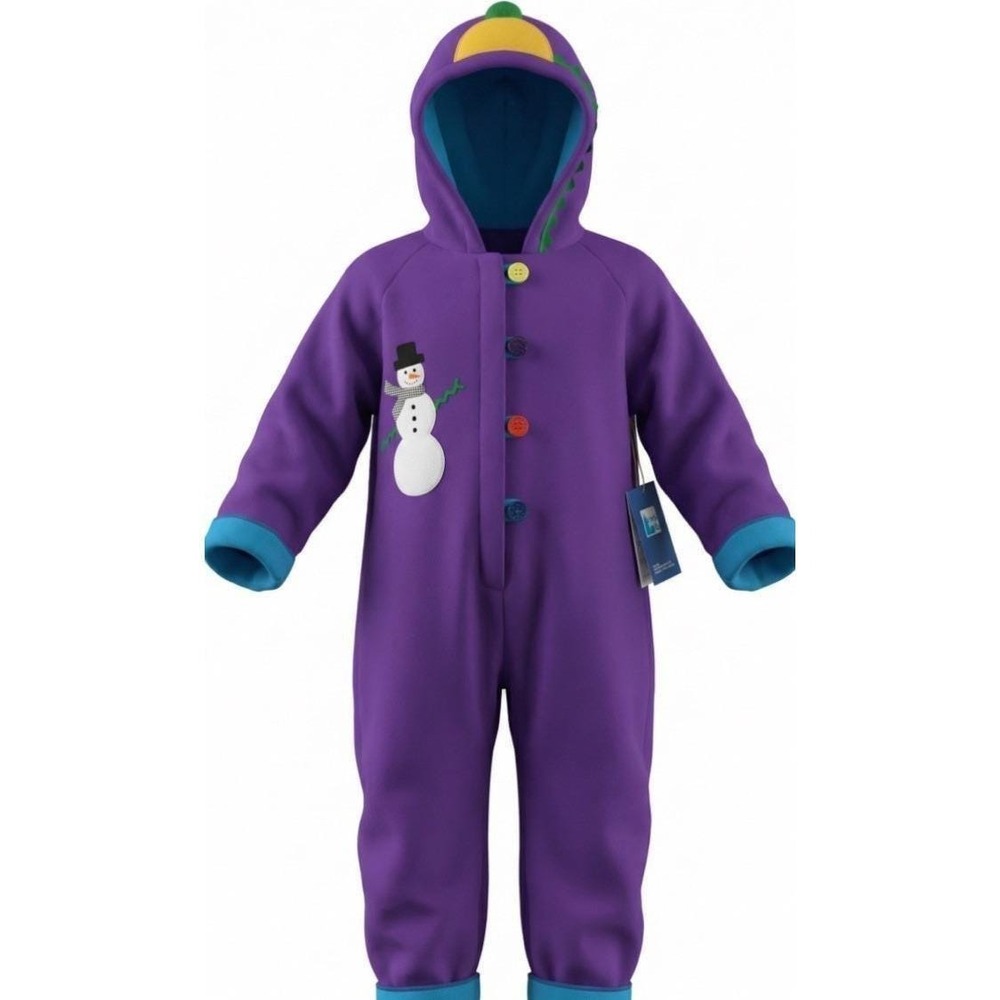 Boo Fleece Bunting Kids Small Purple Snowman Hooded One Piece Jumpsuit Jumper